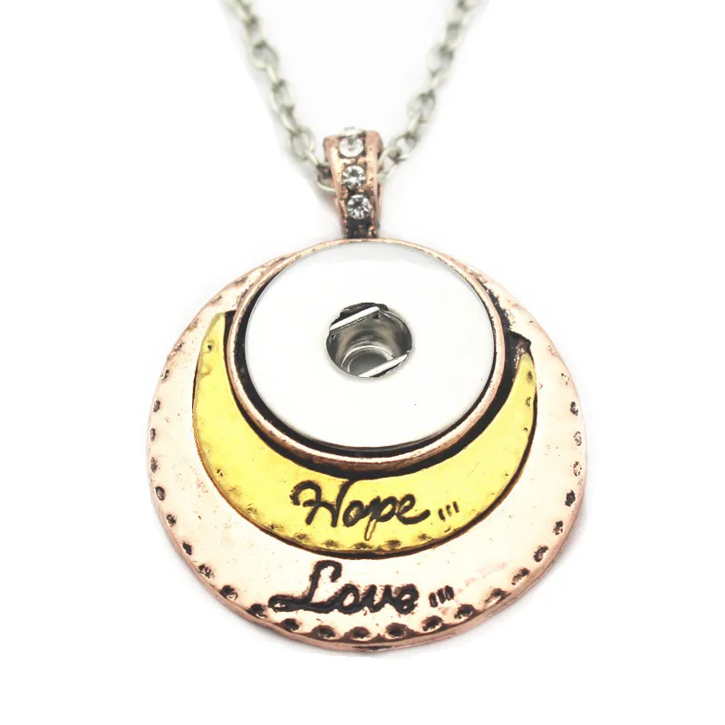 Gold Sterling jewelrymetal 18mm snap necklace bohemian love hope