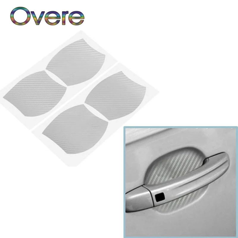 

Overe 1Set Car Door Handle Carbon Fiber Stickers Scratchproof For Honda Civic Accord Fit Subaru Impreza Forester XV Nissan