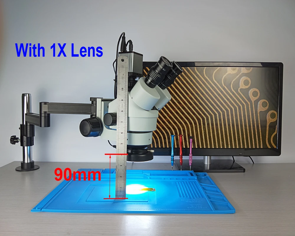 38MP HD 3,5-90X Универсальный вращающийся штатив Тринокулярный Стерео паяльный микроскоп HDMI USB TF камера светодиодный светильник ремонт телефона
