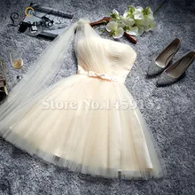 Neue angekommene schulter cocktail dress homecoming party short prom dresses frauen dress vestido de festa mit schärpen