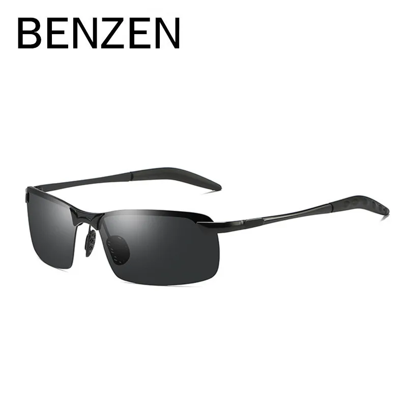 BENZEN, фотохромные солнцезащитные очки, мужские, поляризационные, Обесцвечивающие, солнцезащитные очки для мужчин, без оправы, квадратные, автомобильные солнцезащитные очки для вождения, оттенки - Цвет линз: BLACK GREY
