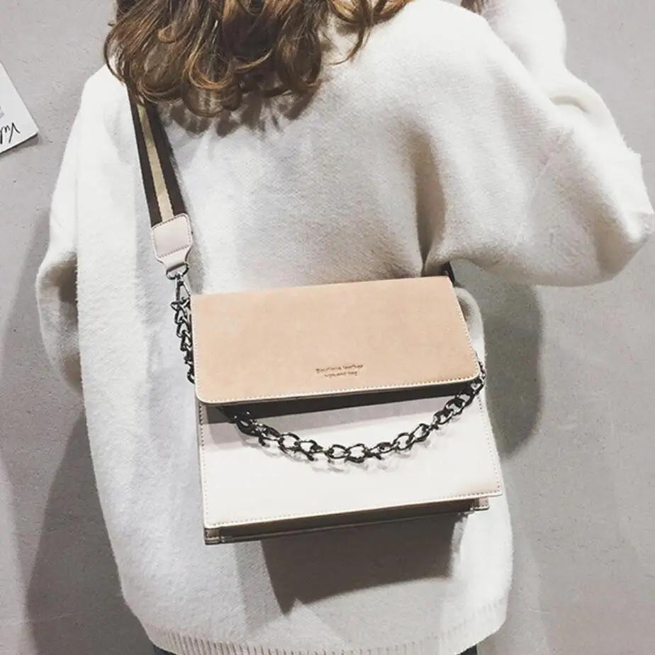 Европейская ретро модная женская квадратная сумка новая качественная матовая искусственная кожа женская сумка на цепочке сумка через плечо