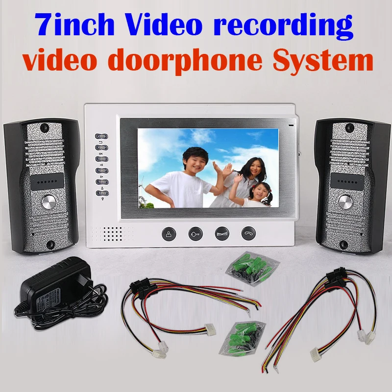 

2pcs camera 7" inch video doorphone recording by video support SD Card Doorphone