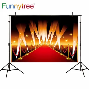 

Funnytree photographic background red carpet shining Hollywood spotlight birthday wedding photography backdrops wallpaper