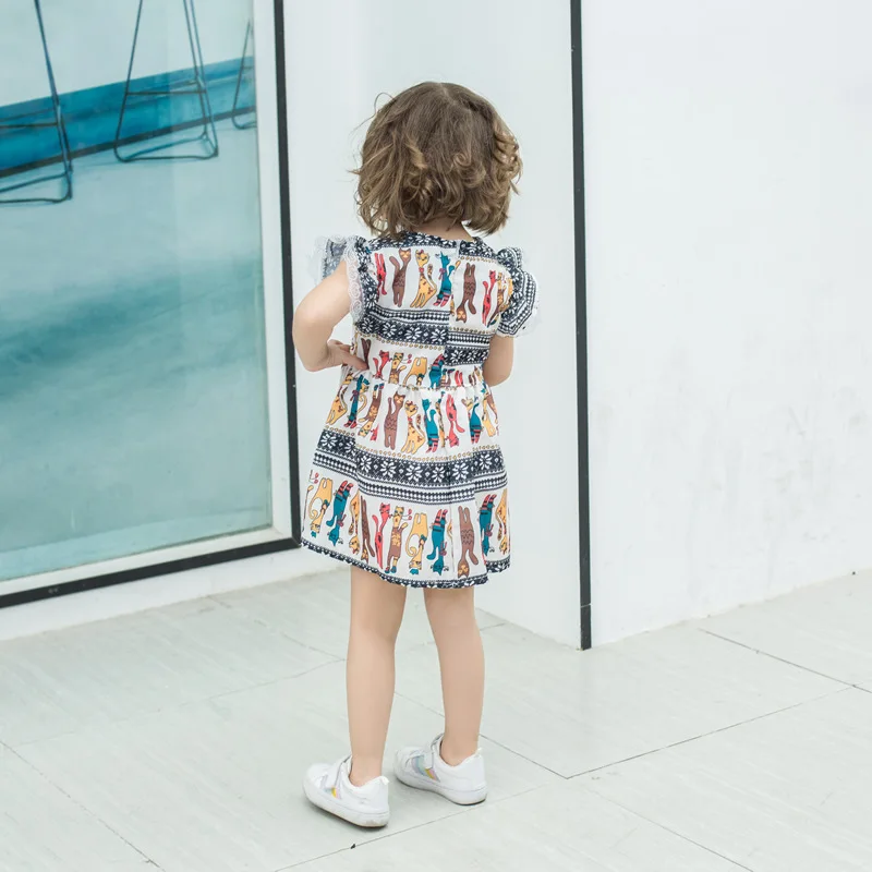 Summer Baby Girls Short-Sleeved Printed A-Line Dress Girls Clothes For 2-7 Years Old Summer Baby Girls Short-Sleeved Printed A-Line Dress Girls Clothes For 2-7 Years Old