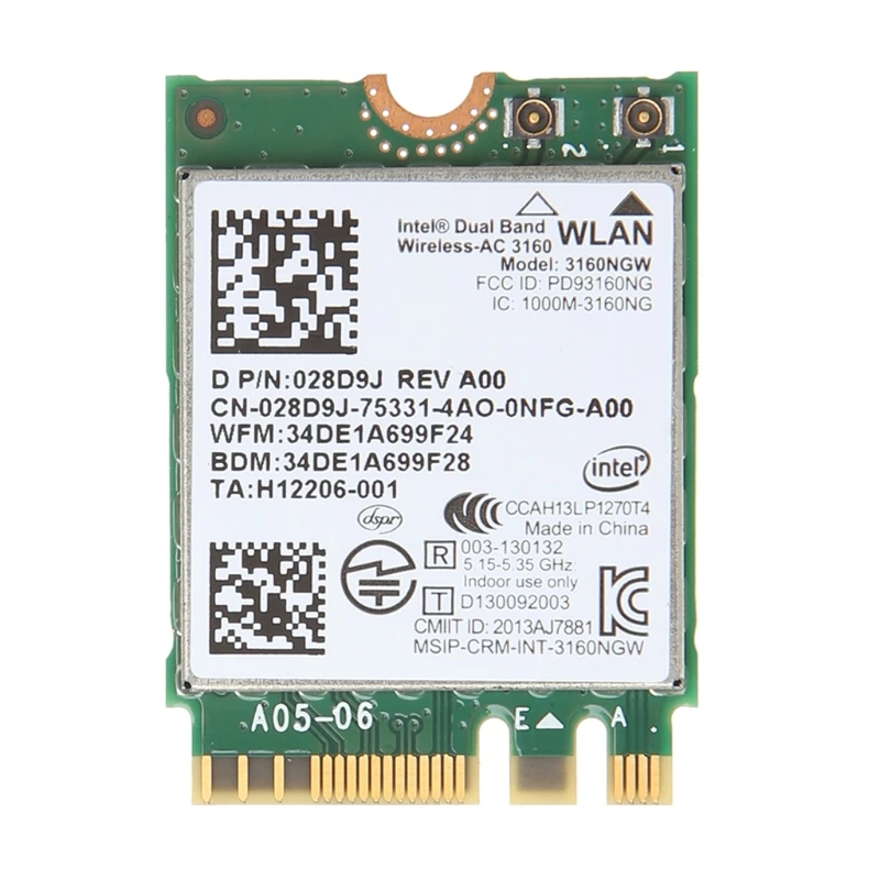 

Intel Wireless-AC 3160 3160NGW Dual Band Bluetooth 4.0 NGFF Wifi Card For DELL