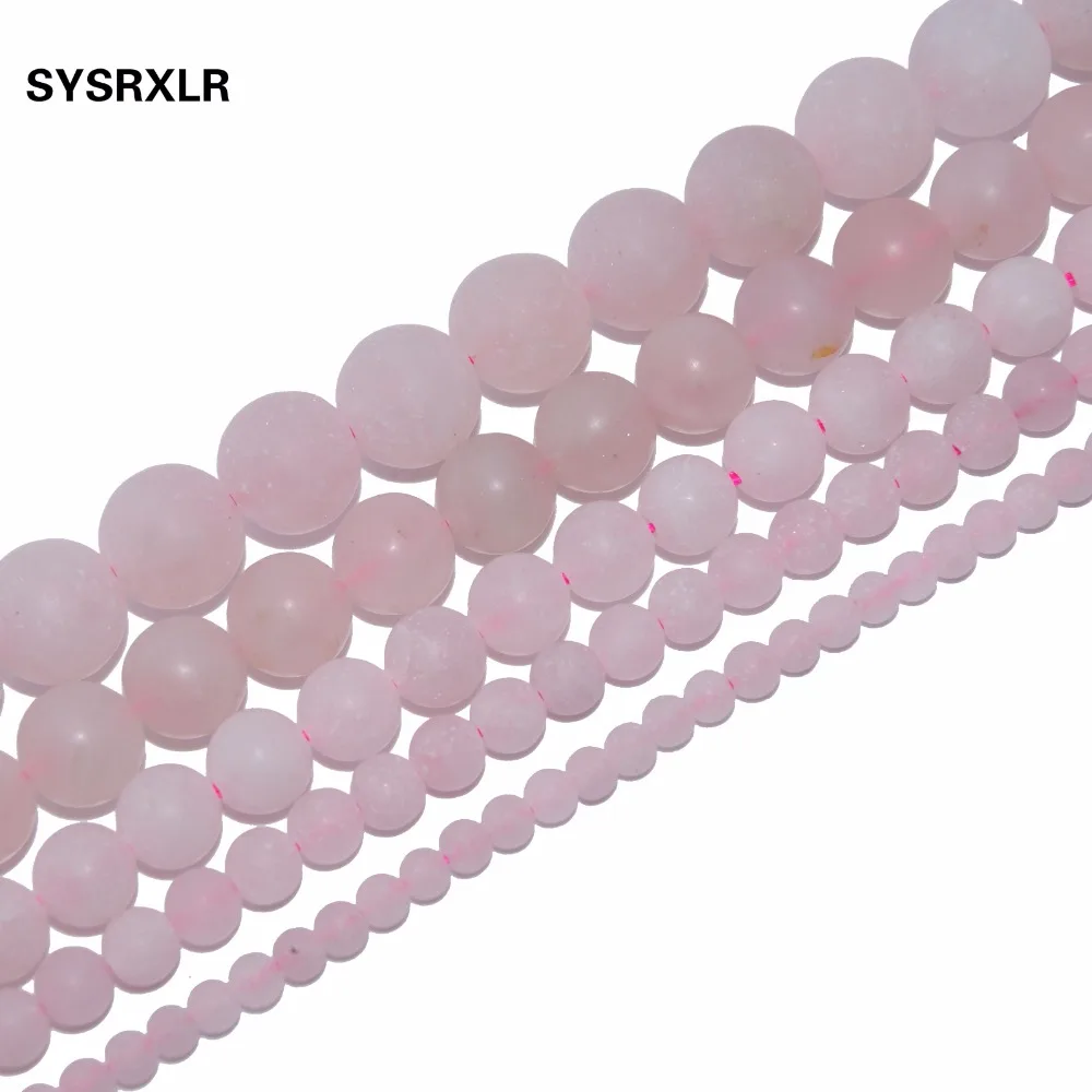 

Dull Polish Natural Rose Crystal Pink Quartz Stone Round Beads For Jewelry Making DIY Bracelet Necklace 4 6 8 10 12 MM Strand
