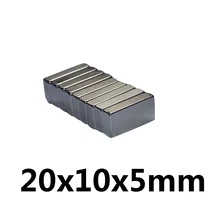 5 шт. 20x10x5 мм N35 Сильный квадратный NdFeB редкоземельный магнит 20*10*5 мм неодимовые магниты 20 мм x 10 мм x 5 мм
