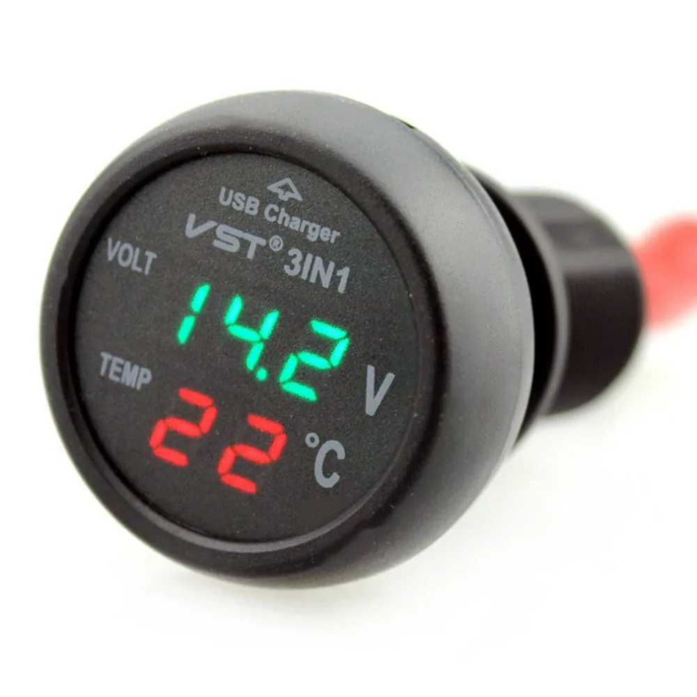 Multifunction Car Digital Voltmeter USB Car Charger 3 in 1 LED Cigarette Lighter font b Battery