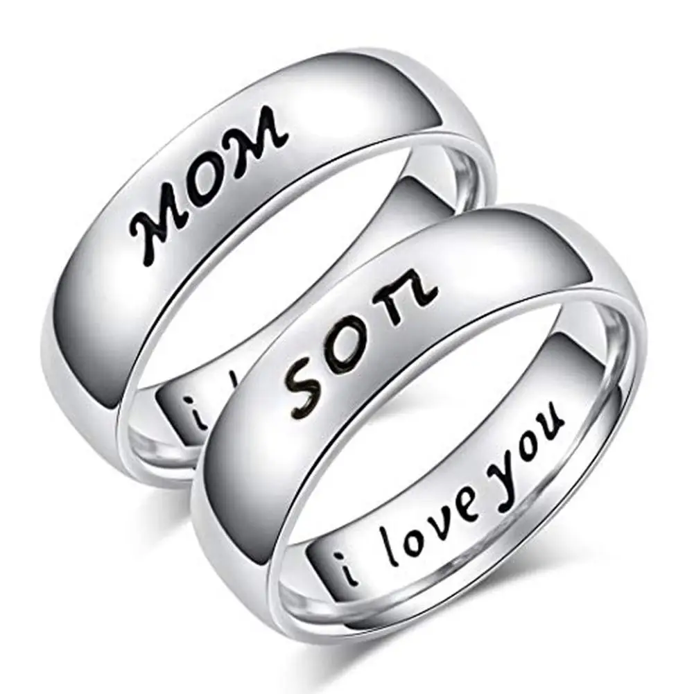 Fashion Accessories Titanium Steel Mom Son I Love You Carved Letter