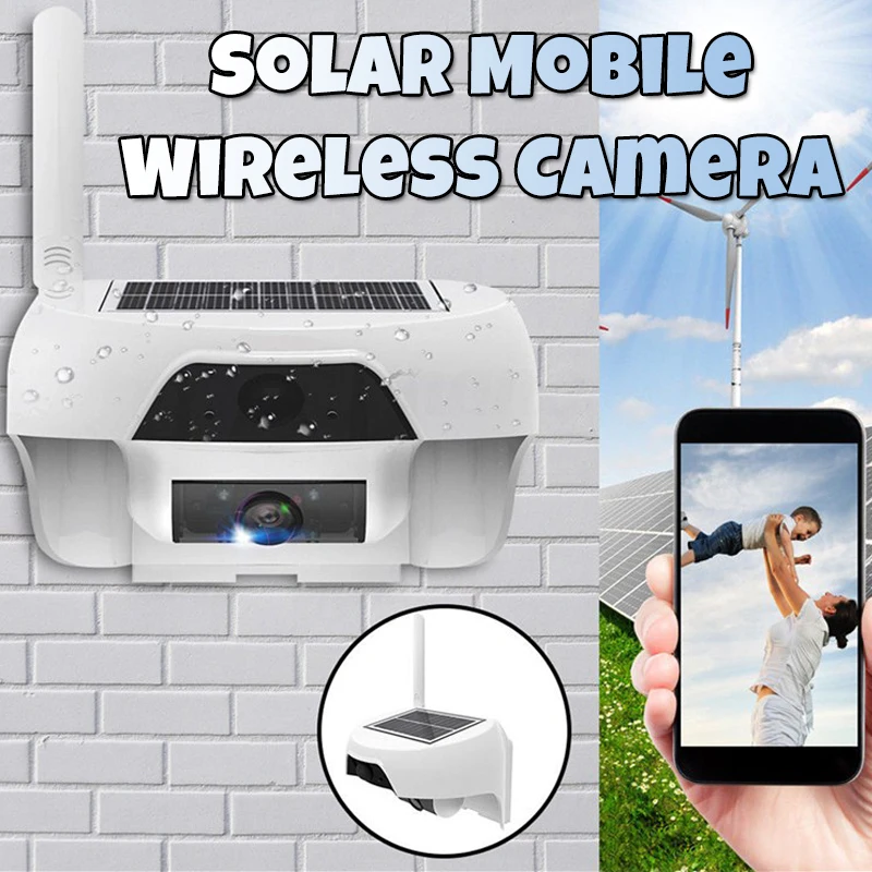 

720P IP55 Solar Mobile Wireless Camera Outdoor WIFI Surveillance Security Night Vision Wide Angle Lens HD Waterproof Wall APP