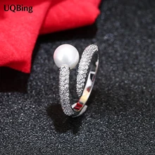 Europeo del commercio all'ingrosso Dei Monili 925 Anelli In Argento Sterling Aperto Perla Anello 100% Anello In Argento Sterling 925 Dei Monili Delle Donne 2016