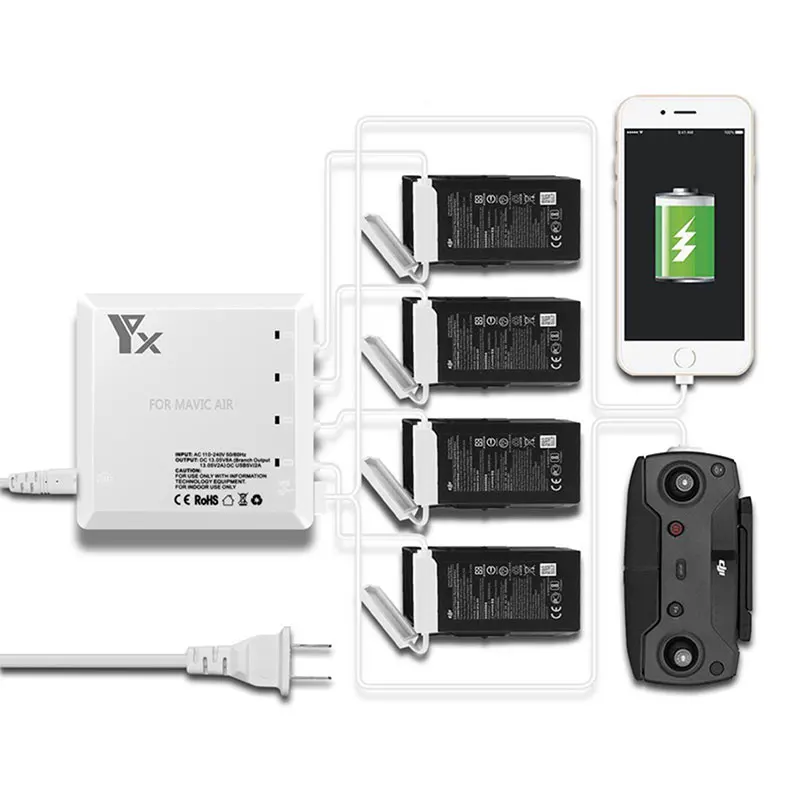 

Mavic air 6 In 1 Battery Controller Charger Parallel Intelligent Rapid Charging Hub With US Plug/EU Plug for DJI Mavic air Drone