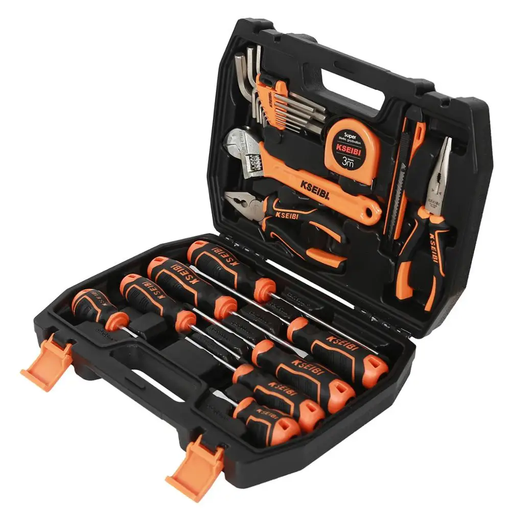 

Tool Kit 22Pcs Plastic Carry Case Hand Tools Box DIY Professional Pliers/Screwdrivers/Adjustable Wrench/Allen Key Full Set