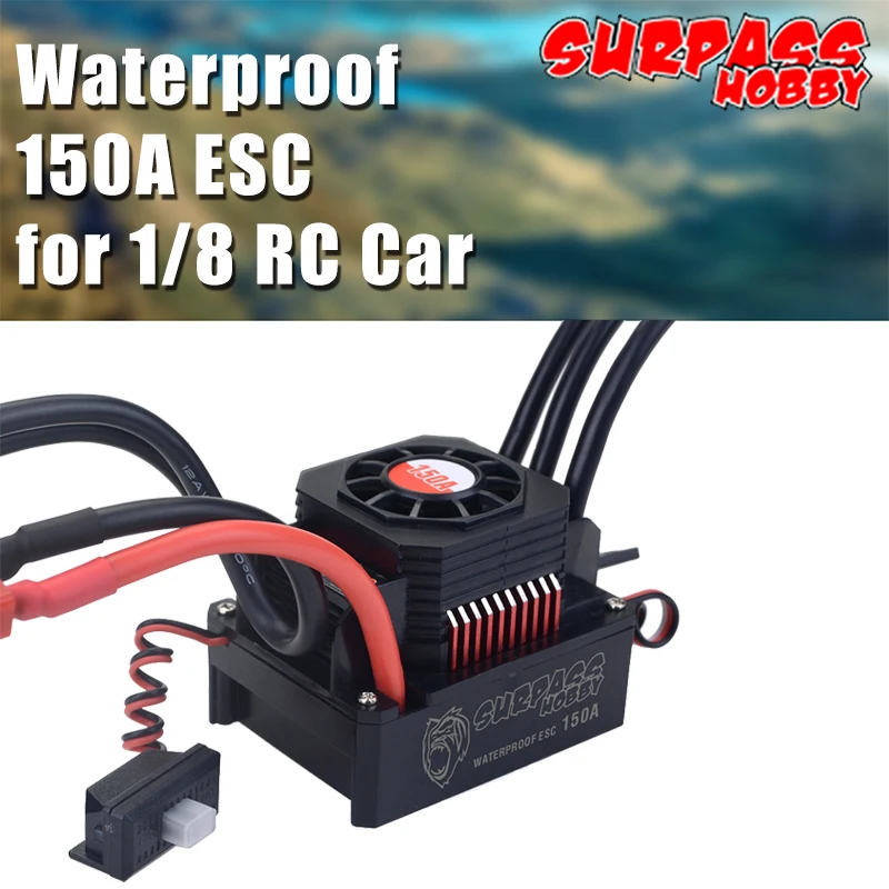 

SURPASS HOBBY KK 150A ESC Waterproof Electric Speed Controller for 1:8 RC Car Power 4076 4068 Brushless Motor