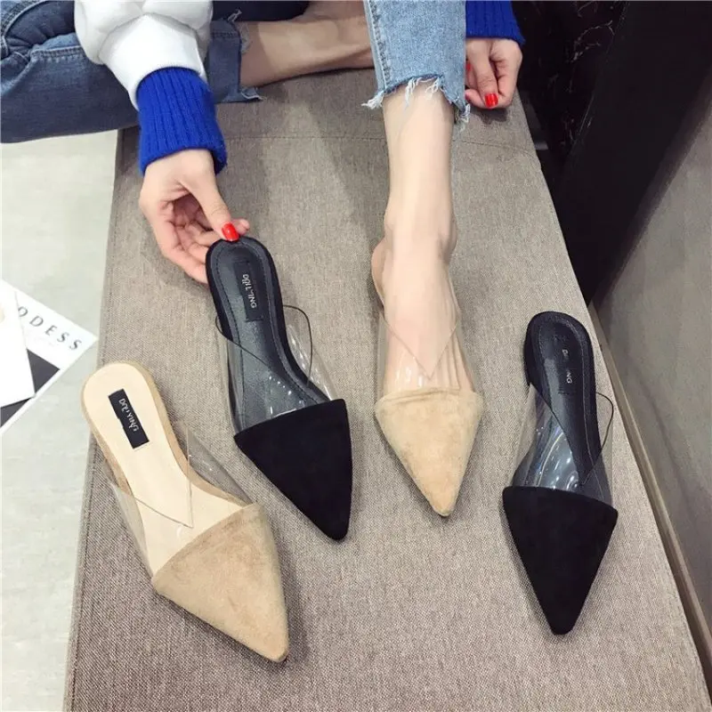 

Designer Slippers Women Flats Mules Shoes Women Fashion transparent Slides Ladies Brand Mules Female Luxury Slippers 2019