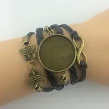 1 шт. бесконечно ручная работа браслет. металл очарование, воск шнур, кожаный браслет, модный драгоценный браслет Индивидуальный заказ 4242