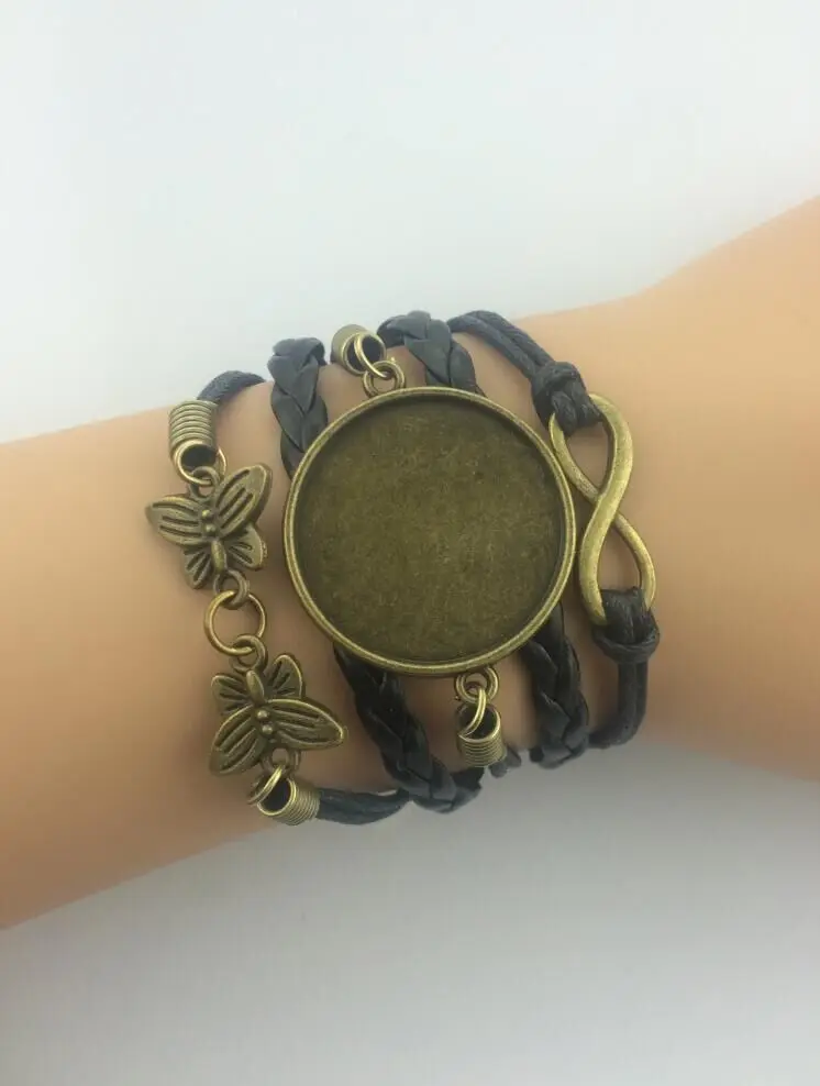 

1pc infinity handmade bracelet.metal charm,wax cord,leather bracelet ,fashionable jewerlly bracelet custome order 4242
