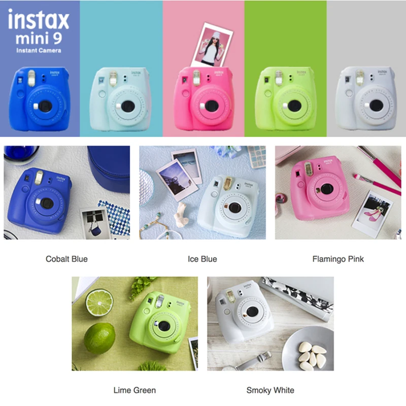 Fujifilm Instax Mini 9 мгновенная фотокамера+ Fuji Instax Mini Instant 20 пленка+ чехол из искусственной кожи сумка