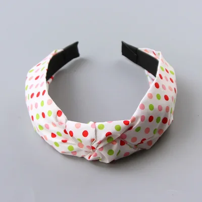 New Fashion Girls Cute Cartoon Dot Flower Smile Face Cloth Headband Kids Birthday Gifts Hairbands Hair Bands Hair Accessories - Цвет: 3