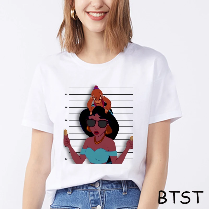 

Harajuku Jasmine Princess Casual Tops Kawaii 100% Cotton Summer Womens Clothing 2019 Japanese Aesthetic 90s T Shirt Vogue Style