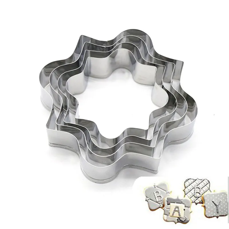 

TTLIFE 4PCS Frame Stainless Steel Cake Cookie Cutter Kitchen Cake Mould Wedding Cookie Cutters Biscuit Baking Pastry Fruit Tools