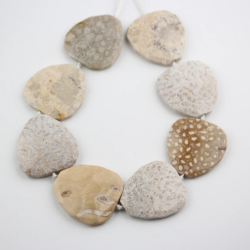 Big Size,8PCS/Str,Natural Coral Jades Pear Shape Beads,Middle Drilled Faceted Smooth Slabs Beads Jewelry