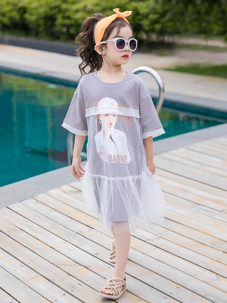 

Girls Summer Dress 2019 New Korean Children's Princess dress Occidental Girls Summer Leisure Screen dress