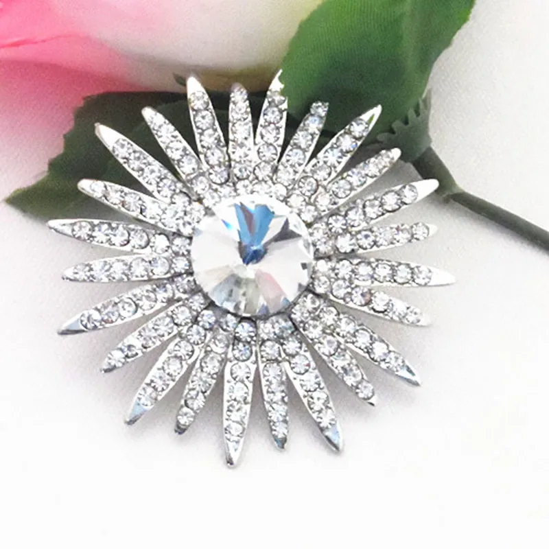 Sparkly Top Crystals Flower Pins Brooch For Wedding Bridal Bouquet