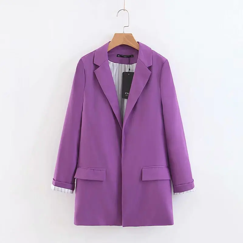 2019 New Women's Jacket Korea Style Candy Color Blazers Elegant Office Lady Long Sleeve Slim Fit Blazer 4 Color Ladies Suits