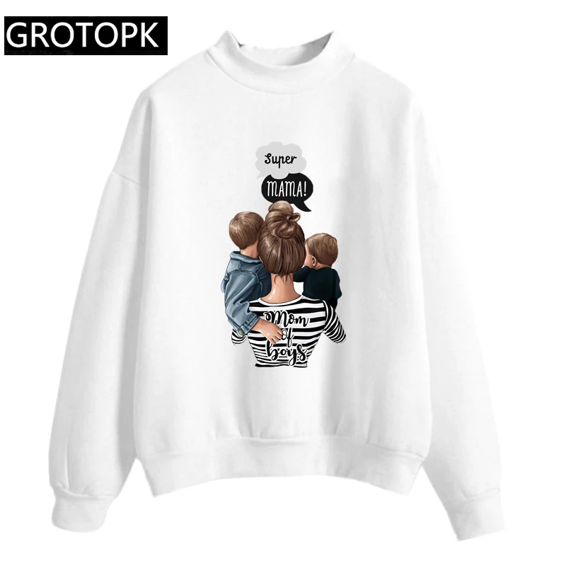 

Mommy's Lover Super Mama Print Harajuku Hoodie Fleece Women's Long Sleeve Casual Sweatshirt Pullover Hoody Ladies Korean Clothes