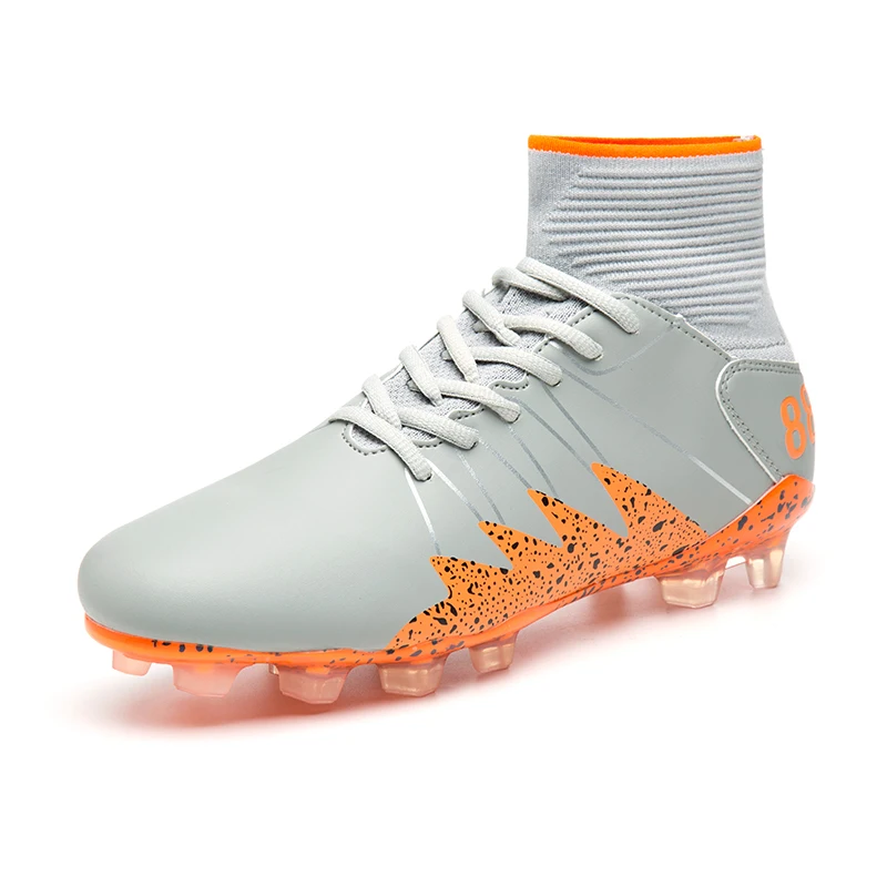 

Men Outdoor Soccer Shoes High Ankle Socks Football Boots FG Long Spikes Cleats Top Quality Crampons Football Haute Cheville