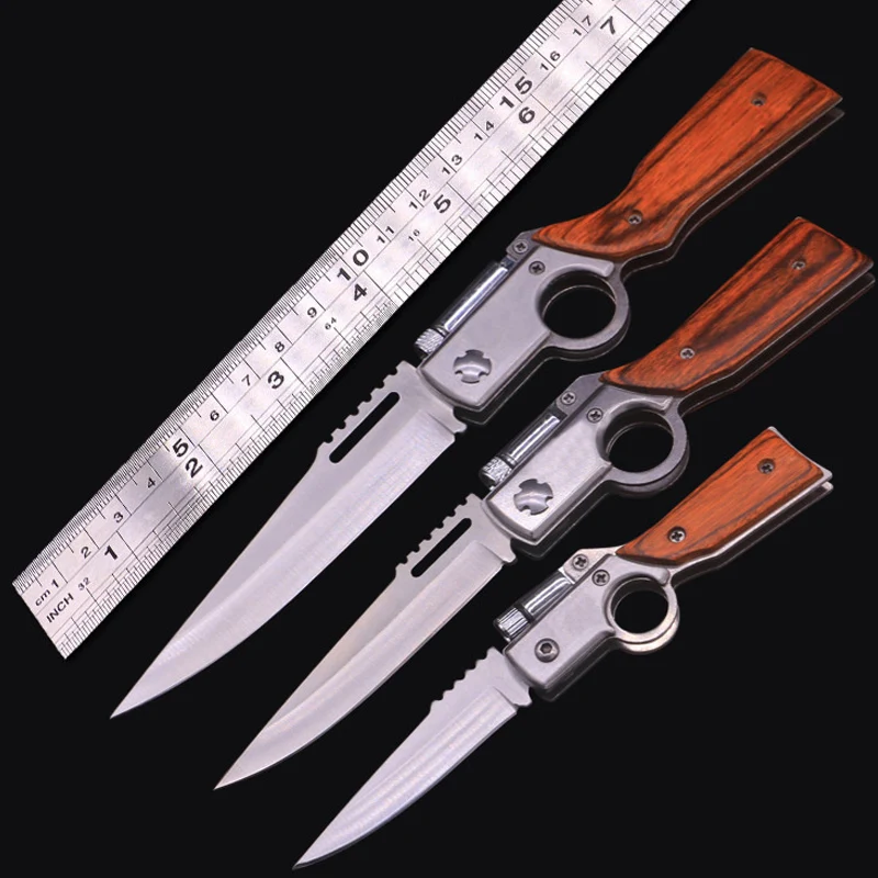 

2018 HOT With LED AK47 Steel Tactical Folding Knife Survival Hunting Camping Pocket Knife mini outdoor knife three size