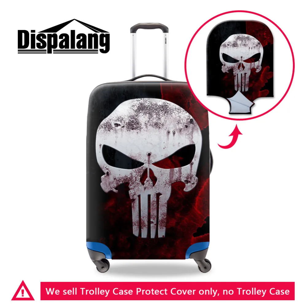 Men Travel Accessories 3D Skull Print Durable Elastic Luggage Protective Cover For 18-30 Inch Suitcases Waterproof Luggage Cover