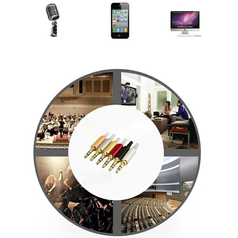 10pcs Jack 3 5mm Audio Cable Adapter Welding Head Phone Headset Plug DIY 3 5mm Plug 3 Section Stereo Connector