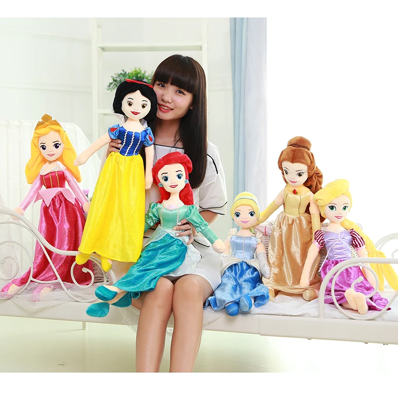 

60cm Princess Snow White Ariel Rapunzel Toy Merida Cinderella Aurora Belle Princess Stuffed Animla Plush Dolls for Girls Gifts