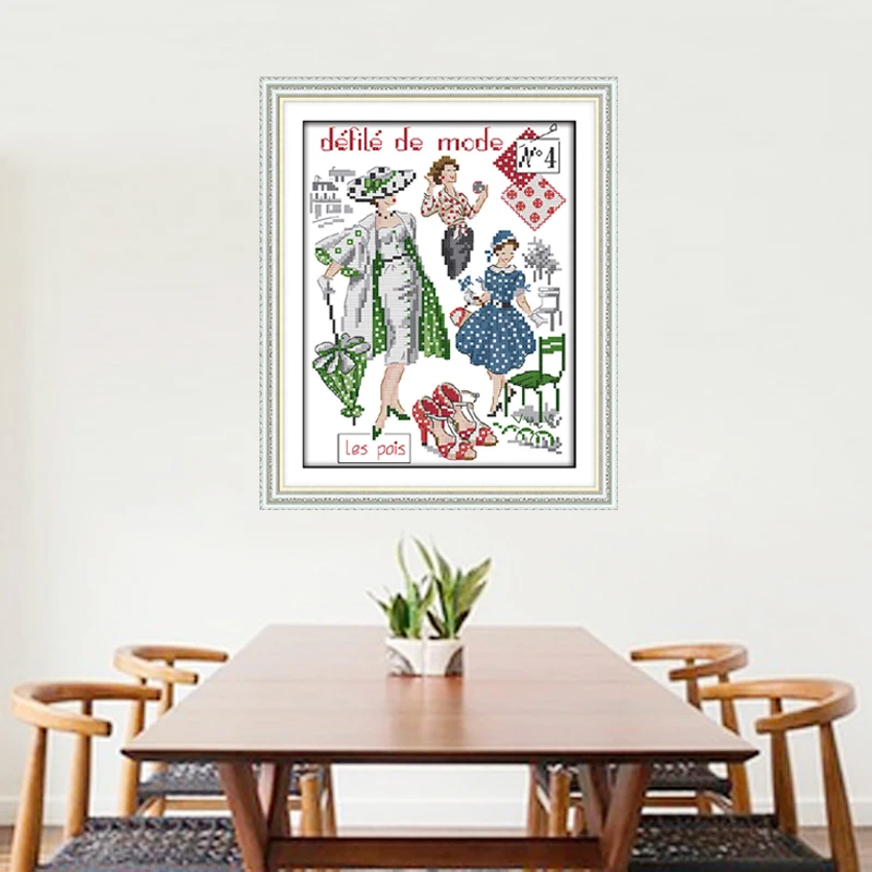 Happy Sunday,Fashion models, Cross Stitch Embroidery Set, Printed Embroidery Set,Needlework, embroidery cross stitch patterns (3)
