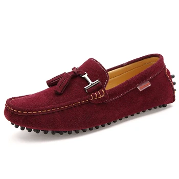 

Fashion Tassel Genuine Leather Men Loafers Moccasins Slip On Male Flats Driving Shoes