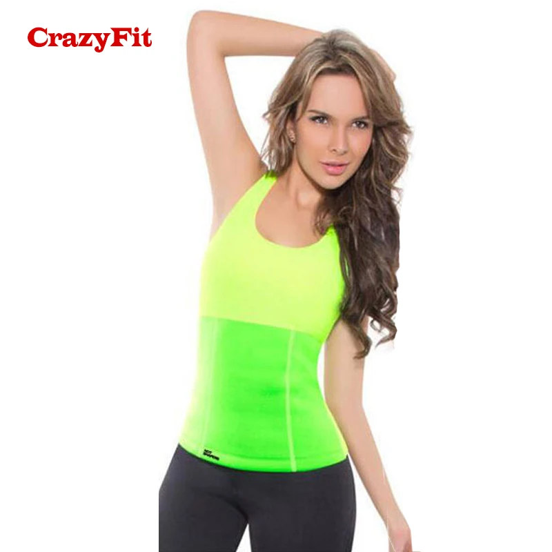 CrazyFit, спортивный топ для йоги, женский горячий корсет, сжигание жира, Женский корсет для бега, спортзала, тренировки, фитнеса, одежда, рубашка, топы - Цвет: Green