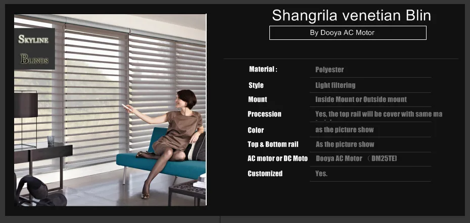 Модный дизайн Новые моторизованные жалюзи Shangri-La с умным домом Alex или Google Home