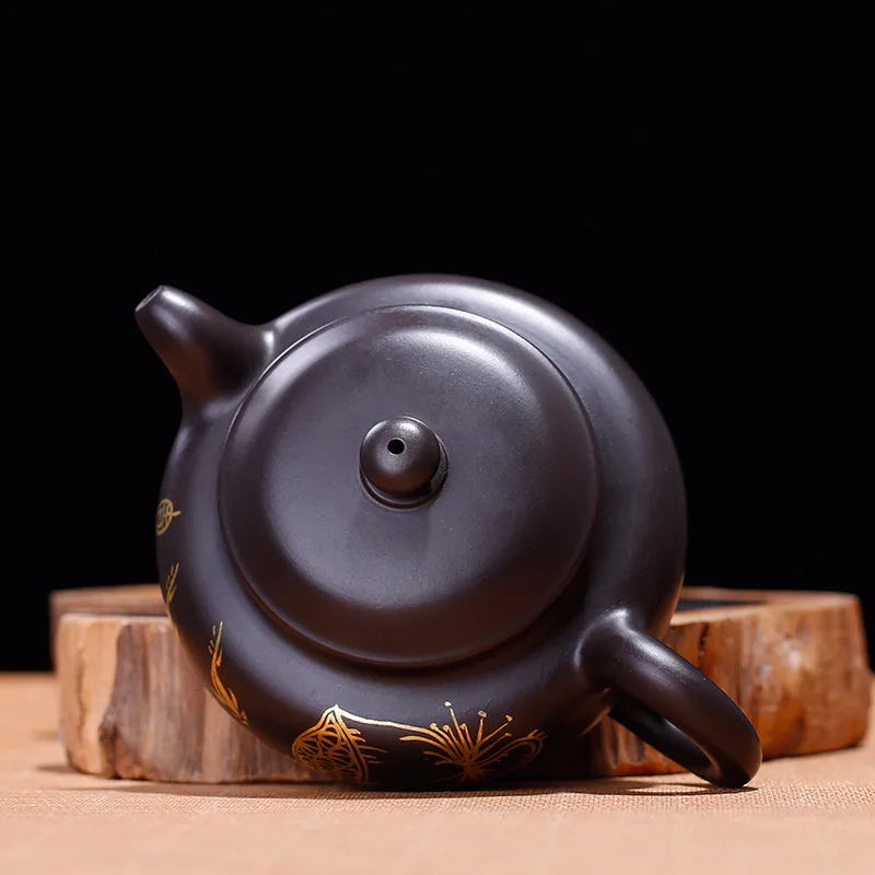 Huyuan Шахта черная грязь Черное золото грязь древний-как Ху ручная роспись золотой чайник аутентичный производитель Массовая Настройка
