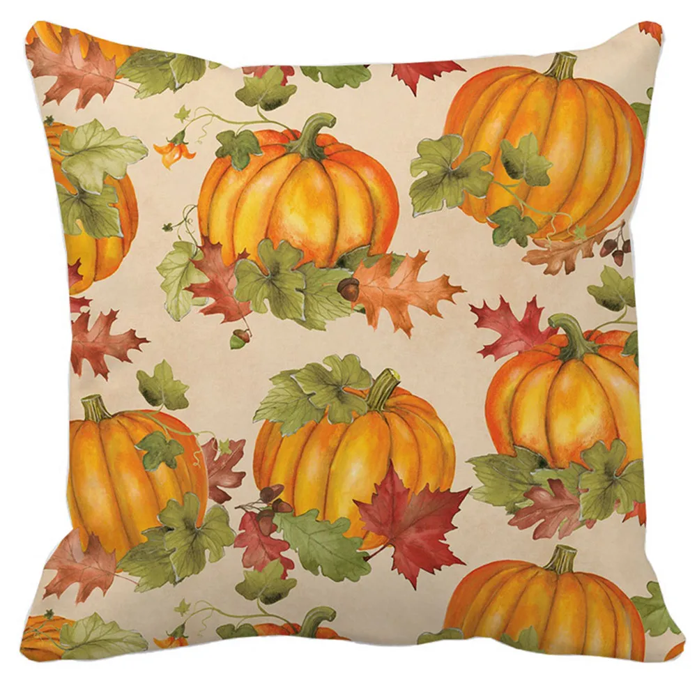 

High Quality watercolor pumpkin Cushions Cover Heart Halloween Home Decor Linen Pillow Cover Car Sofa Throw Pillows Pillowcase