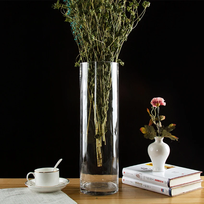 

Straight Transparent glass vase hydroponic flower implement crystal vase home decor Tabletop Vase Office Wedding Decor