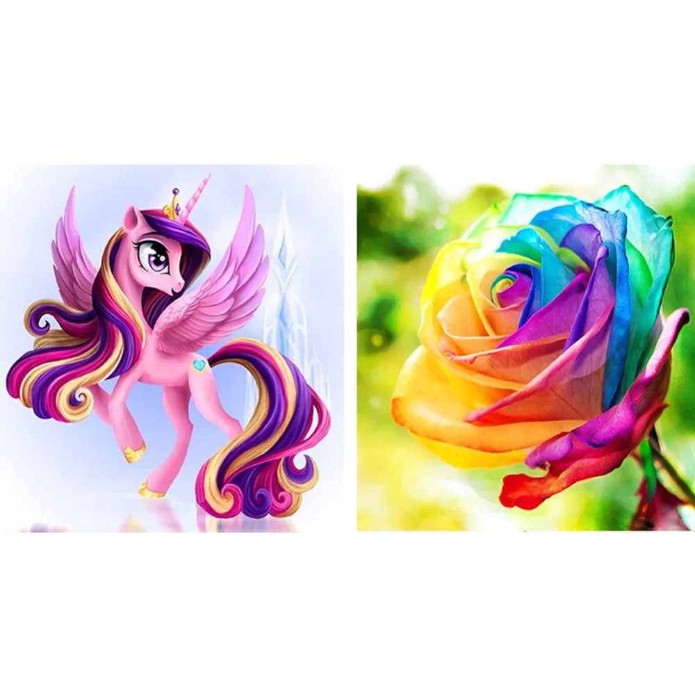 

Flower and Unicorn 5D Diamond Painting Kits 30x30cm Partial Drill Rhinestone Eco-Friendly DIY Art Craft Home Decor (2 Pack)