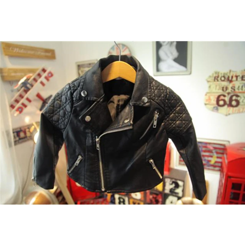 

Spring Kids Leather Jacket Girls PU Jacket Children Leather Outwear for Girl Baby Jackets and Coats