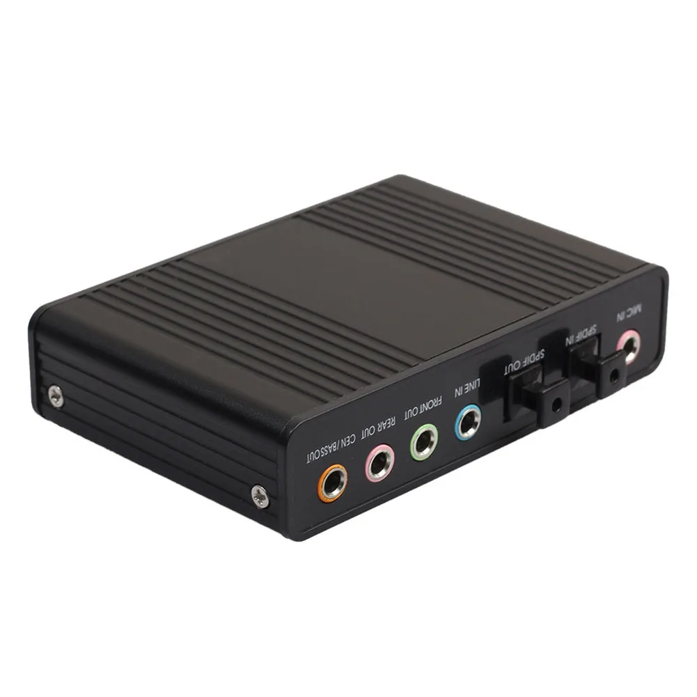 Schwarz Professionelle Externe USB Soundkarte 6 Kanal 5,1 Externe Optical Audio Soundkarte mit USB Kabel Für Notebook Computer Günstig