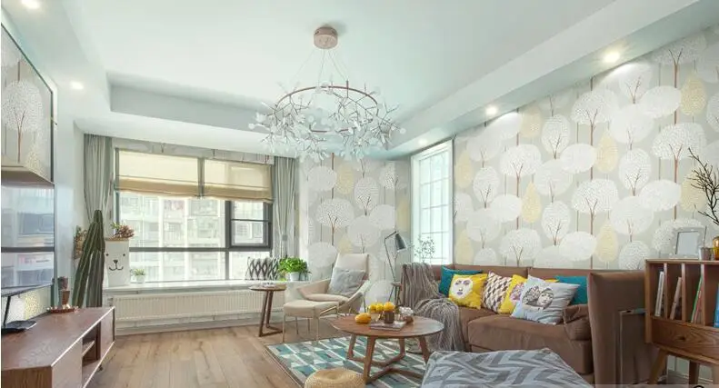 Waliicorners Modern minimalist embossed forest non-woven wallpaper 3D flocking Scandinavian hot forest bedroom video wallpaper 21 QQ20180411234056