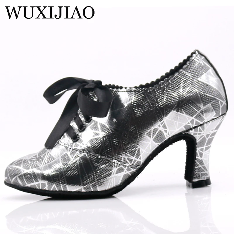 WUXIJIAO/Новинка черные туфли из искусственной кожи на низком каблуке для женщин