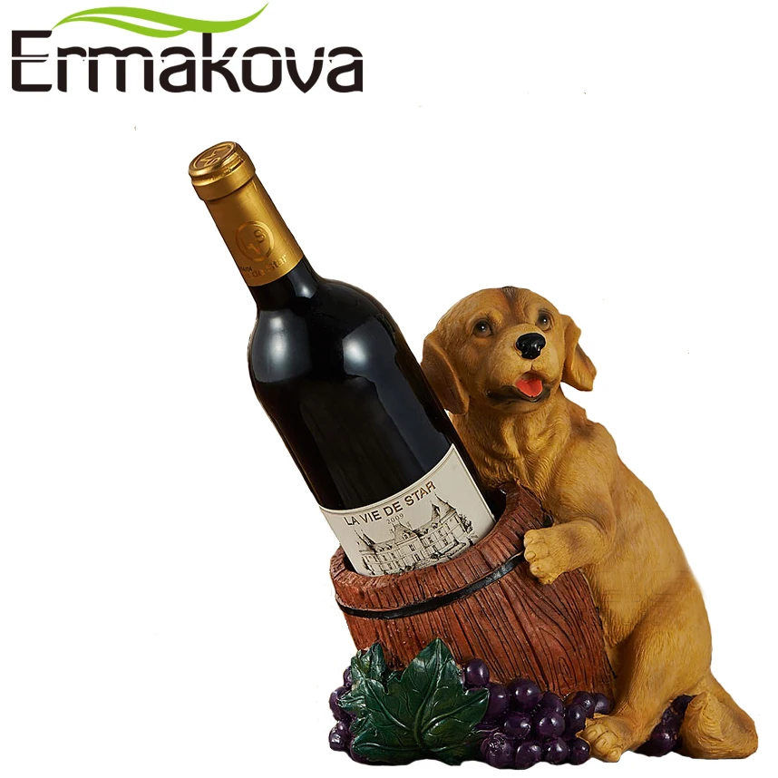 

ERMAKOVA Resin Dog Figurine Wine Rack Puppy WineStand Puppy Wine Bottle Holder Home Restaurant Wedding Decoration Gift
