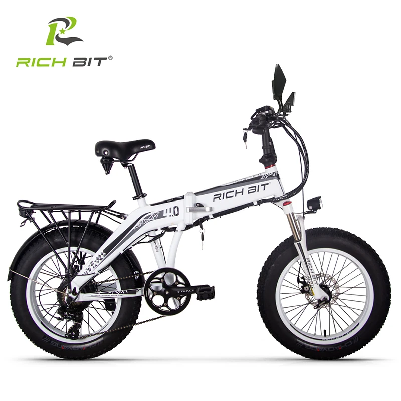 Discount RICHBIT 500W 48V 20 inch Fat Tire ebike Electric Bike Folding Snow Electric Bicycle Front Fork Suspension mechanical Disc Brake 4